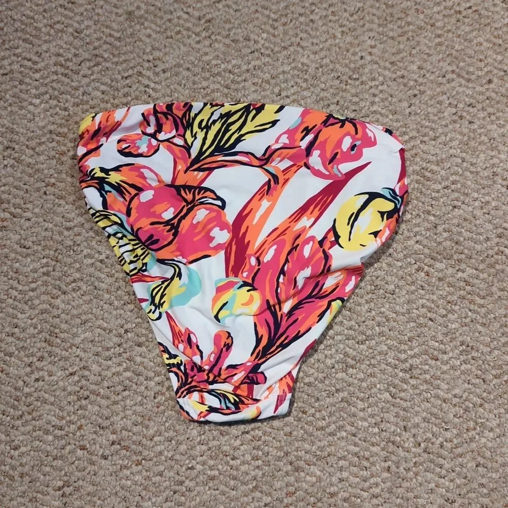Carmen Marc Valvo Classic Shirred Waist Bikini Bottom Medium Brava Lily Floral